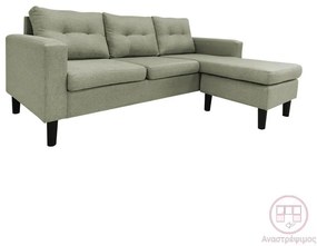 Γωνιακός καναπές αναστρέψιμος Maneli ύφασμα γκρι-μπεζ 196x138/77x82εκ 196x138x82 εκ.