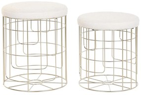 Υποπόδια DKD Home Decor Μπεζ Χρυσό Μέταλλο πολυεστέρας Λευκό Σύγχρονη (38 x 38 x 44 cm) (35 x 35 x 40 cm)