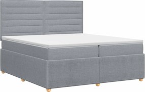 vidaXL Κρεβάτι box spring με στρώμα Ανοιχτό γκρι 200 x 200 cm Ύφασμα