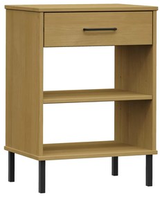 vidaXL Κομοδίνο OSLO Καφέ από Μασίφ Ξύλο Πεύκου με Μεταλλικά Πόδια