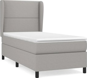 vidaXL Κρεβάτι Boxspring με Στρώμα Ανοιχτό Γκρι 90x200 εκ. Υφασμάτινο