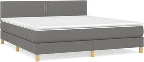 vidaXL Κρεβάτι Boxspring με Στρώμα Σκούρο Γκρι 180x200 εκ Υφασμάτιν