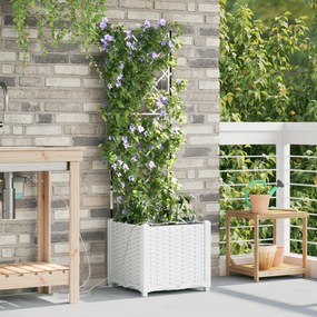 vidaXL Γλάστρες Κήπου 1 τεμ Καφασωτό Λευκό 40 x 40 x 142 cm Πλαστικό