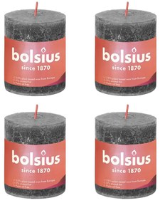 Bolsius Κεριά Κύλινδρος Ρουστίκ Shine 4 τεμ. Θυελλώδες Γκρι 80x68 χιλ.
