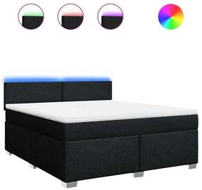 vidaXL Κρεβάτι Boxspring με Στρώμα Μαύρο 180x200 εκ. Υφασμάτινο