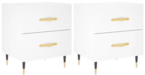 vidaXL Κομοδίνα 2 τεμ. Λευκά 40 x 35 x 47,5 εκ. από Επεξεργασμένο Ξύλο