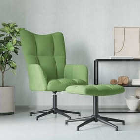 VidaXL Πολυθρόνα Relax Ανοιχτό Πράσινο Βελούδινη με Σκαμπό