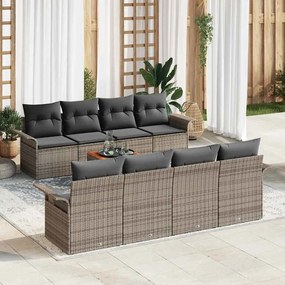 vidaXL Σετ Καναπέ Κήπου 9 pcs Γκρι Πολυ ράταν