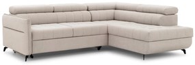 Γωνιακός καναπές/κρεβάτι Elaris L/ Κρεμ/ Δεξιά γωνία/ 351x97x203- BOG8753