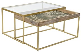 Τραπεζάκι Καφέ DKD Home Decor Χρυσό Φυσικό 90 x 60 x 45 cm