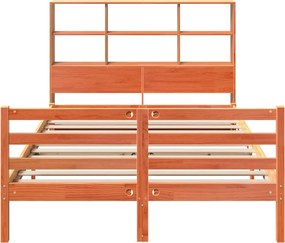 vidaXL Κρεβάτι Βιβλιοθήκη Χωρίς Στρώμα Καφέ 120x190 εκ Μασίφ Πεύκο