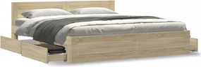 vidaXL Πλαίσιο Κρεβατιού με Κεφαλάρι Sonoma Δρυς 200x200εκ. Επεξ. Ξύλο