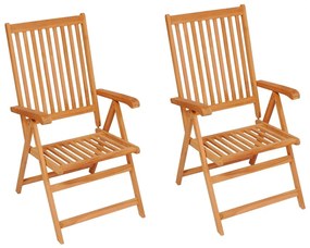 vidaXL Καρέκλες Κήπου 2 τεμ. από Ξύλο Teak με Φωτ. Πράσινα Μαξιλάρια