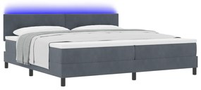 vidaXL Κρεβάτι Box Spring με Στρώμα & LED Σκούρο Γκρι 200x200 εκ. Βελούδο