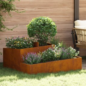 vidaXL Γλάστρα Κήπου Καφέ 100 x 100 x 50 cm Ατσάλι σκληρυθέν στον αέρα