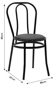 Καρέκλα Βιέννης I pu μαύρο-μέταλλο λευκό 40x47x85 εκ.