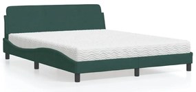 vidaXL Κρεβάτι με Στρώμα Σκούρο Πράσινο 160x200εκ. Βελούδινο