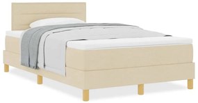 vidaXL Κρεβάτι box spring με στρώμα με στρώμα Κρεμ 120 x 200 cm ύφασμα