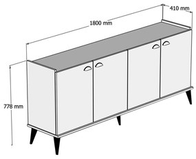 ΜΠΟΥΦΕΣ ΜΕΛΑΜΙΝΗΣ HM9045.01 NATURAL WOOD - ΜΑΥΡΟ ΜΑΡΜΑΡΟ 180x41x77,8Y εκ.