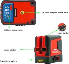 UNI-T γραμμικό αλφάδι laser LM570LD-II, με πράσινη δέσμη 2 ακτίνων