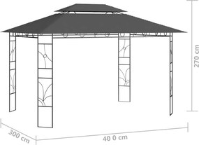 vidaXL Κιόσκι Ανθρακί 4 x 3 x 2,7 μ. 160 γρ./μ²