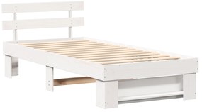 vidaXL Σκελετός Κρεβατιού Λευκό 75 x 190 cm Μασίφ ξύλο πεύκου