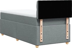 vidaXL Κρεβάτι Boxspring με Στρώμα Ανοιχτό Γκρι 90x200 εκ. Υφασμάτινο