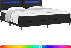 vidaXL Κρεβάτι με ελατήρια Μαύρο 200 x 200 cm Τεχνητό δέρμα