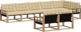 vidaXL Σειρά Καναπέ Εξωτερικού με μαξιλάρι 8 pcs Λευκό και Μπεζ