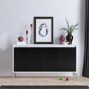Stewehome Κονσόλα με πόδια και ράφια με πόρτες Λευκό 140x40x100 cm