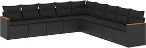 vidaXL Patio Sofa Set 9-θέσια Black