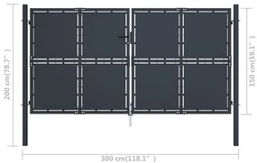 vidaXL Πόρτα Κήπου Ανθρακί 300x150 εκ. από Ατσάλι