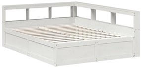 vidaXL Κρεβάτι Βιβλιοθήκη Χωρίς Στρώμα 150x200 εκ Μασίφ Ξύλο Πεύκου