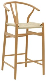 Intrahome Σκαμπό μπαρ Wishbone Intrahome ξύλο οξιάς φυσικό-έδρα φυσικό σχοινί 53x54x107εκ | SKU: INTRAPA-374111114
