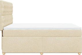 vidaXL Κρεβάτι Boxspring με Στρώμα Κρεμ 140x200 εκ. Υφασμάτινο