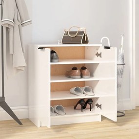 vidaXL Παπουτσοθήκη Γυαλιστερό Λευκό 59x35x70 εκ. Επεξεργασμένο Ξύλο
