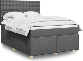 vidaXL Κρεβάτι Boxspring με Στρώμα Σκούρο Γκρι 140x190 εκ. Υφασμάτινο