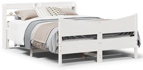 vidaXL Πλαίσιο Κρεβατιού με Κεφαλάρι Λευκό 120x190 εκ. Μασίφ Πεύκου