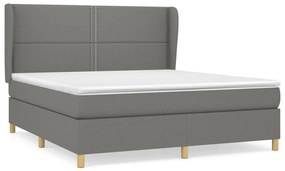 Κρεβάτι Boxspring με Στρώμα Σκούρο Γκρι 160x200 εκ Υφασμάτινο - Γκρι