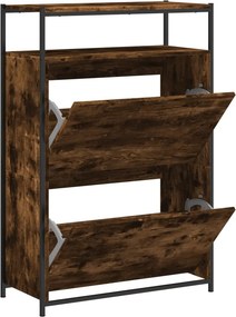 vidaXL Παπουτσοθήκη Καπνιστή Δρυς 75x34x112 εκ. από Επεξεργ. Ξύλο