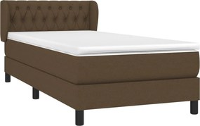 vidaXL Κρεβάτι Boxspring με Στρώμα Σκούρο Καφέ 90x200 εκ. Υφασμάτινο