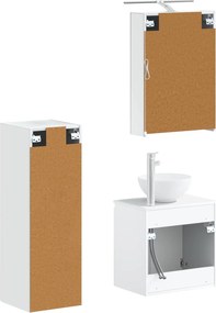 vidaXL Σετ Επίπλων Μπάνιου 4 pcs Λευκό Επεξεργασμένο Ξύλο και Γυαλί