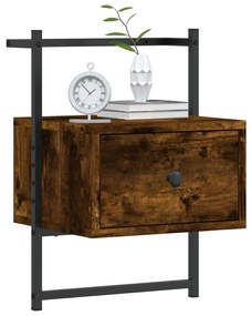 vidaXL Κομοδίνο Επιτοίχιο Καπνιστή Δρυς 35x30x51 εκ. από Επεξεργ. Ξύλο