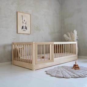 Κρεβάτι Montessori Bambi με Πορτούλα + Κάγκελα  53,5cm σε Φυσικό  Ξύλο  120×200cm  Luletto (Δώρο 10% έκπτωση στο Στρώμα)