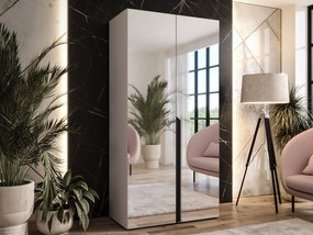 Ντουλάπα Mila II-Γκρεζ - Μαύρο-Μήκος: 100εκ