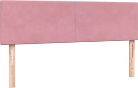 vidaXL Κρεβάτι Boxspring με Στρώμα Ροζ 140x210 εκ. Βελούδινο