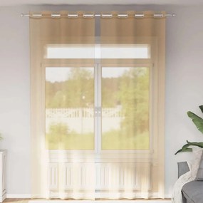 vidaXL Voile κουρτίνες με ροδέλες 2 τεμάχια Χρώμα Άμμου