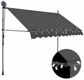 vidaXL Τέντα Συρόμενη Χειροκίνητη με LED Ανθρακί 300 εκ.