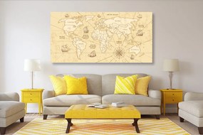 Εικόνα παγκόσμιο χάρτη με βάρκες - 120x60