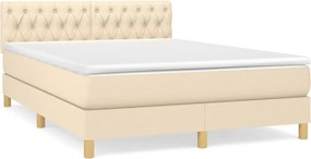 vidaXL Κρεβάτι Boxspring με Στρώμα Κρεμ 140x190 εκ. Υφασμάτινο